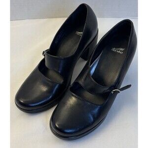 DANSKO Tara Black Leather Mary Jane Heels EU 38 US 7 Comfort Chunky Whimsygoth